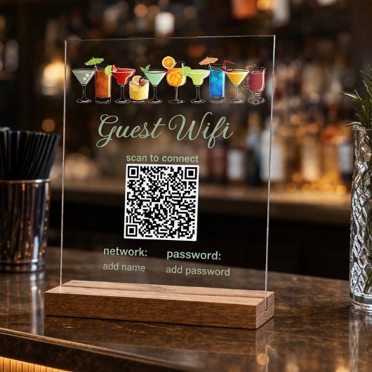 Transparant Gast WiFi Bord met QR Code