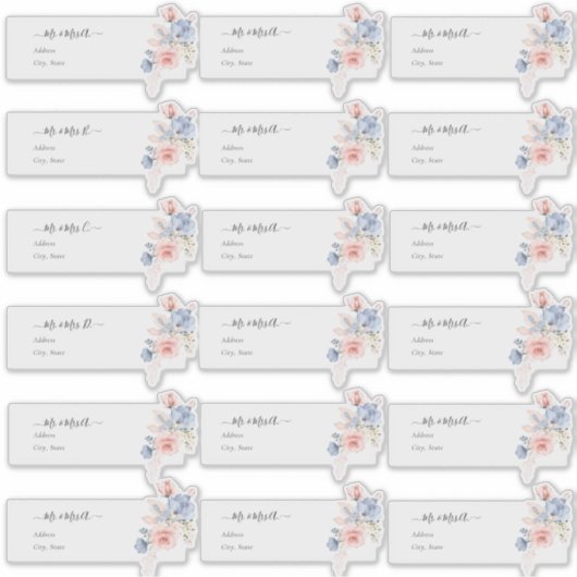 Transparant Gastadres Blush Blue H2 Bloemen Sticker (Voorkant)