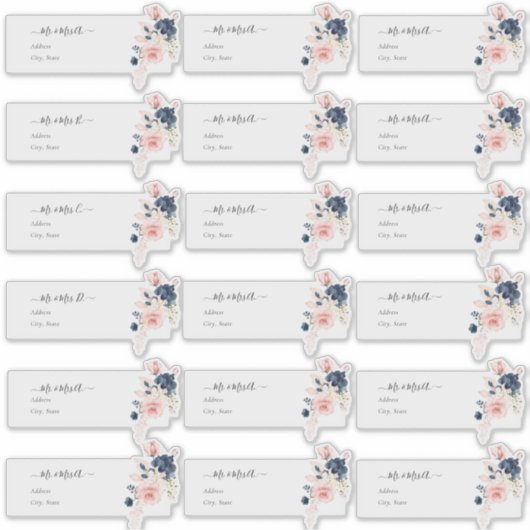 Transparant Gastadres Blush Navy H2 Bloemen Sticker (Voorkant)