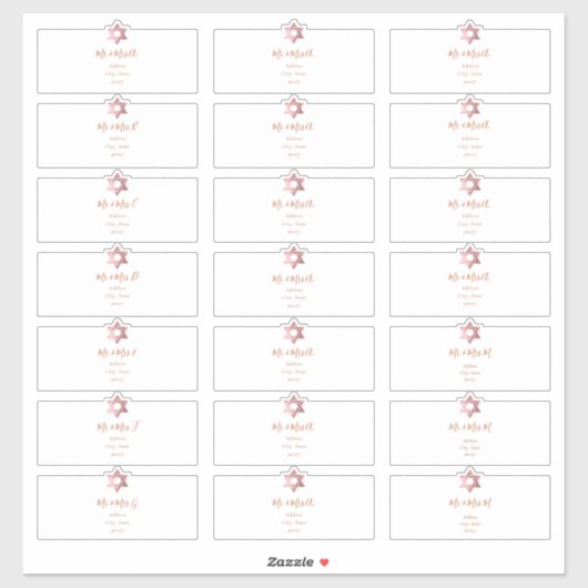 Transparant Gastadres, Faux Roos Gold Star Sticker (Vel)