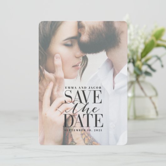 transparant glas elegant modern save the date (Staand voorkant)