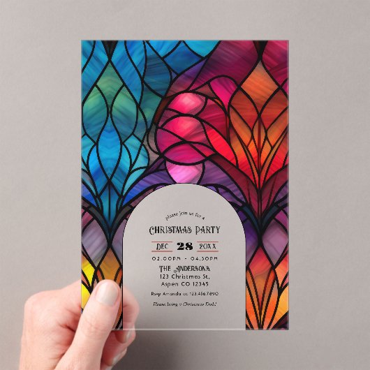 Transparant Glas in lood Kerstfeest Acryl Uitnodigingen (Insitu (Draagbaar))