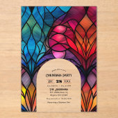 Transparant Glas in lood Kerstfeest Acryl Uitnodigingen (Voorkant)