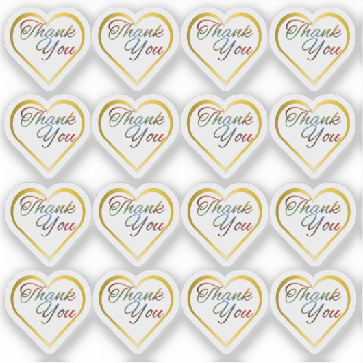 Transparant Goud Hart Dank u Stickers (Voorkant)