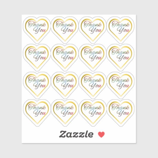 Transparant Goud Hart Dank u Stickers (Vel)