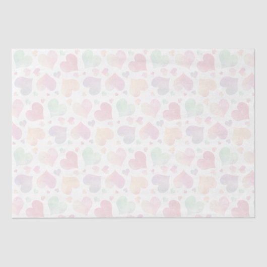 Transparant Kleurrijk Geschilderd Hartenpatroon Tissuepapier (Voorkant)