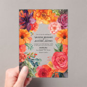 Transparant Kleurrijke Bloemen Mexicaanse Fiesta b Acryl Uitnodigingen (Insitu (Draagbaar))