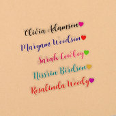 Transparant Lang / Achternaam Stickers met Harten