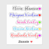 Transparant Lang / Achternaam Stickers met Harten (Vel)