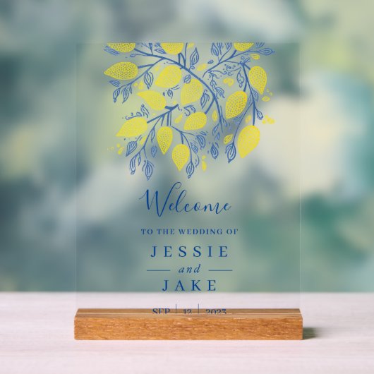 Transparant Lemon Vines Wedding welkomstbord Acryl Bord (Neutraal)