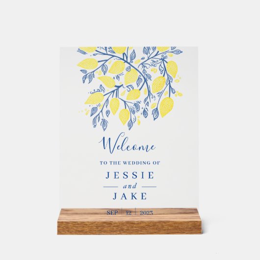 Transparant Lemon Vines Wedding welkomstbord Acryl Bord (Voorkant)