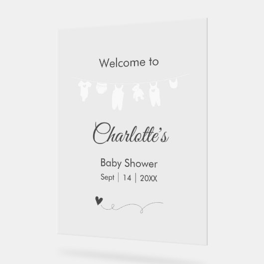 Transparant minimalistisch Baby shower Acryl Bord (Hoek)