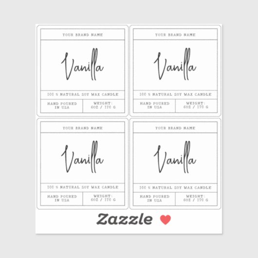 Transparant modern kaarsenlabel sticker (Vel)