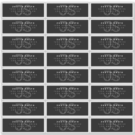 Transparant Modern Monogram Adreslabel Sticker (Voorkant)