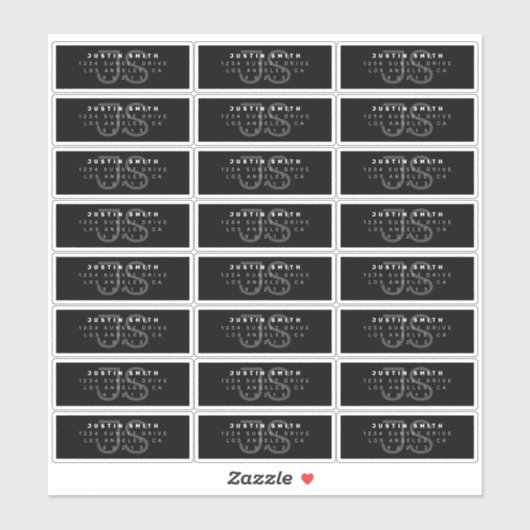 Transparant Modern Monogram Adreslabel Sticker (Vel)