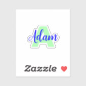 Transparant monogram + naam | Waterdichte Stickers (Vel)