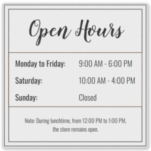 Transparant Open Hours Sticker