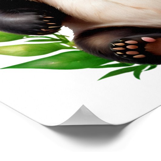 Transparant Panda Beer met bloemen Poster (Hoek)