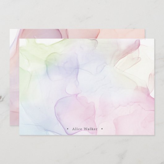 transparant pastelzijde monogram briefpapier notitiekaartje (Voorkant / Achterkant)