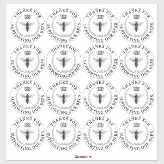 Transparant Queen Bee Hartelijk dank voor uw steun Sticker (Vel)