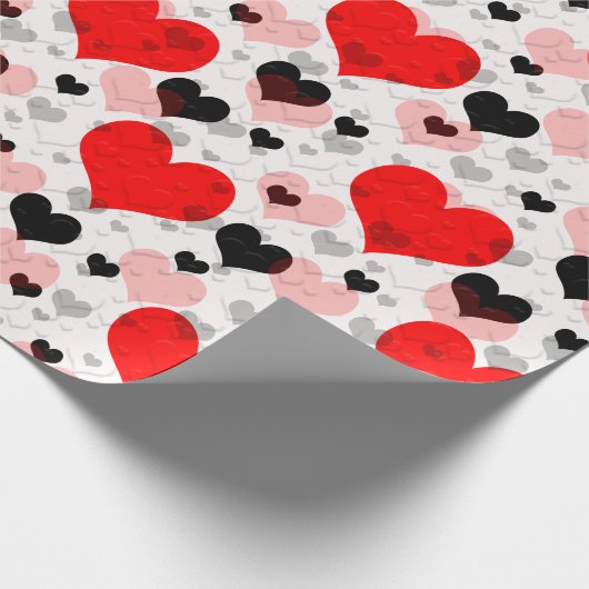 Transparant Rood Zwart Liefde Vorm Hart Cadeaupapier (Hoek)