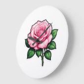 Transparant Roze Roze Bloem Sticker Grote Klok (Hoek)