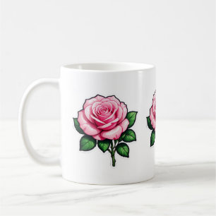 Transparant Roze Roze Bloem Sticker Koffiemok