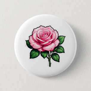 Transparant Roze Roze Bloem Sticker Ronde Button 5,7 Cm