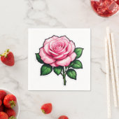 Transparant Roze Roze Bloem Sticker Servet (Insitu)