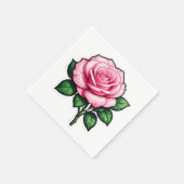 Transparant Roze Roze Bloem Sticker Servet (Hoek)