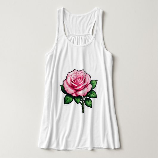 Transparant Roze Roze Bloem Sticker Tanktop (Design voorkant)