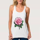 Transparant Roze Roze Bloem Sticker Tanktop (Voorkant)