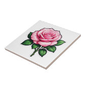 Transparant Roze Roze Bloem Sticker Tegeltje (Zijkant)