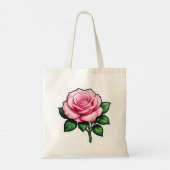 Transparant Roze Roze Bloem Sticker Tote Bag (Achterkant)