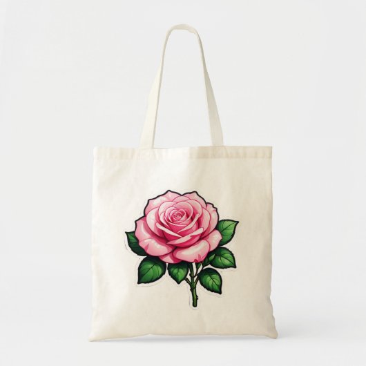 Transparant Roze Roze Bloem Sticker Tote Bag (Voorkant)
