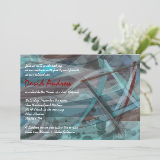 TRANSPARANT STAR Bar Mitzvah uitnodiging (Staand voorkant)