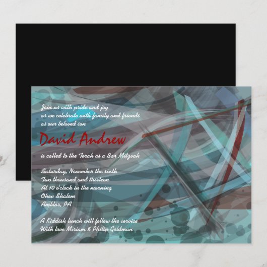 TRANSPARANT STAR Bar Mitzvah uitnodiging (Voorkant / Achterkant)