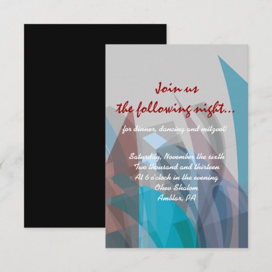 TRANSPARANT STAR Bar Mitzvah uitnodiging (Voorkant / Achterkant)