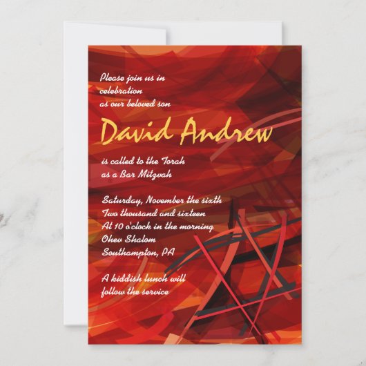 TRANSPARANT STAR Bat Bar Mitzvah Uitnodiging rood (Voorkant)