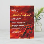 TRANSPARANT STAR Bat Bar Mitzvah Uitnodiging rood (Staand voorkant)