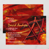 TRANSPARANT STAR Bat Bar Mitzvah Uitnodiging rood (Voorkant / Achterkant)