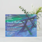 TRANSPARANT STAR Bat Bar Mitzvah Uitnodigingsblauw Kaart (Staand voorkant)