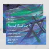 TRANSPARANT STAR Bat Bar Mitzvah Uitnodigingsblauw Kaart (Voorkant / Achterkant)