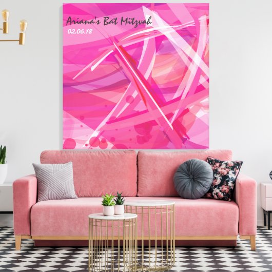 TRANSPARANT STAR-Pink Bat Mitzvah Inlogbord Canvas Afdruk (Insitu (Woonkamer))