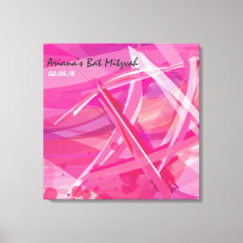 TRANSPARANT STAR-Pink Bat Mitzvah Inlogbord Canvas Afdruk