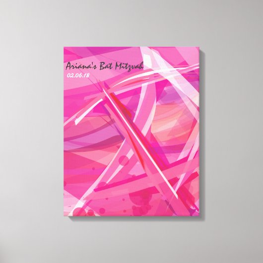 TRANSPARANT STAR-Pink Bat Mitzvah Inlogbord Canvas Afdruk (Voorkant)