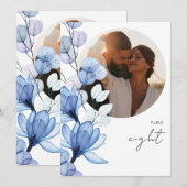 Transparant Stofblauw Bloem Foto Tafelnummer (Voorkant / Achterkant)