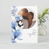 Transparant Stoffig Blauw Bloemen Foto Tafelnummer (Staand voorkant)