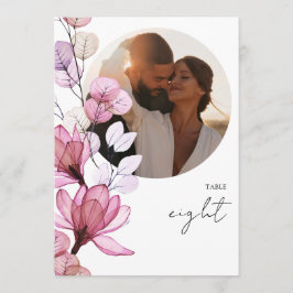 Transparant Stoffig Roos Bloemen Foto Tafelnummer