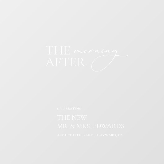 Transparant "The Morning After" Brunch Welkomstbor Raamsticker (Vel)